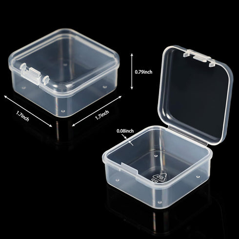 SATINIOR 24 Packs Small Clear Plastic Beads Storage Containers Box with Hinged Lid for Storage of Small Items, Crafts, Jewelry, Hardware (1.7 x 1....